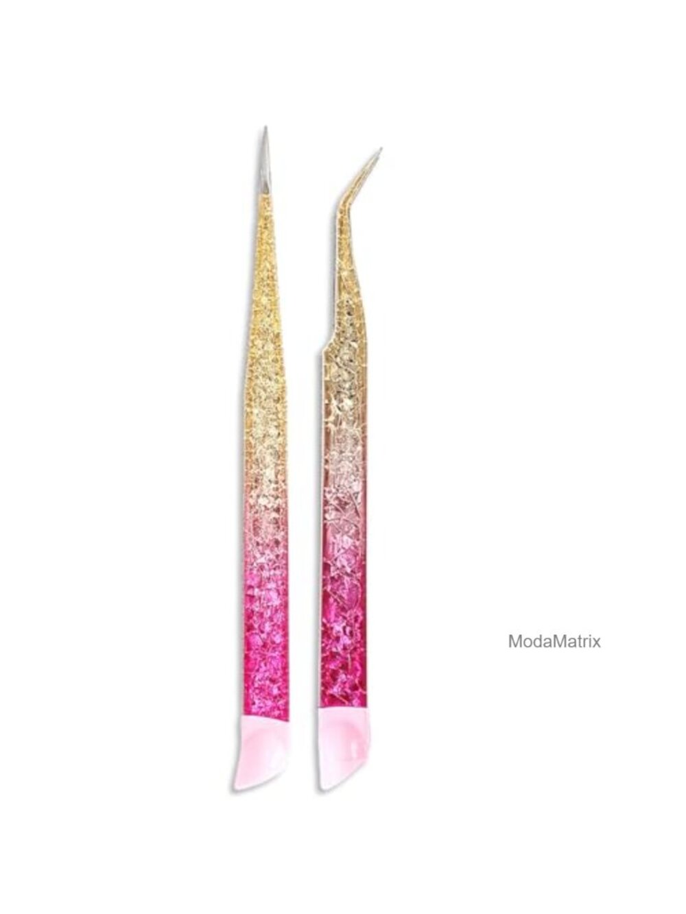 Double Ended Nail Art Tweezers Stainless Steel Curved Pointed Tip Silicone Head